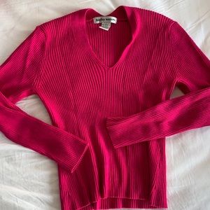 Bold Pink Ribbed Long Sleeve